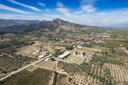 Ancient City Sardes (Sardis) Ancient City with gymnasium and synagogue ruins and columns in Manisa.の写真素材