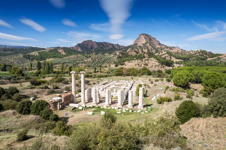 The Temple of Artemis. Sardes (Sardis) Ancient city. Manisa, Turkey. UNESCO World Heritage Tentative List. The most visited ancient buildings in Turkey.の写真素材