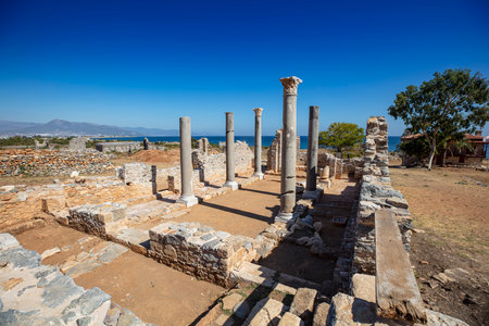 Ruins of Anamurium Ancient City in Anamur Town, Turkeyの写真素材