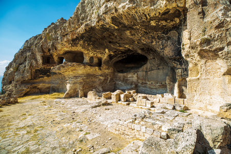 Alahan Monastery is a complex of fifth century buildings located in the mountains of Isauria in southern Asia Minor.Mut district of Mersin province,Turkey.の写真素材