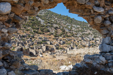 Ruins of Anamurium Ancient City in Anamur Town, Turkeyの写真素材