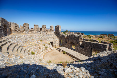 Ruins of Anamurium Ancient City in Anamur Town, Turkeyの写真素材
