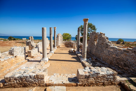 Ruins of Anamurium Ancient City in Anamur Town, Turkeyの写真素材