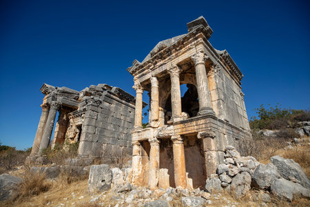 The ruined Roman tombs of Imbriogion, Dermicili, Southern Turkey