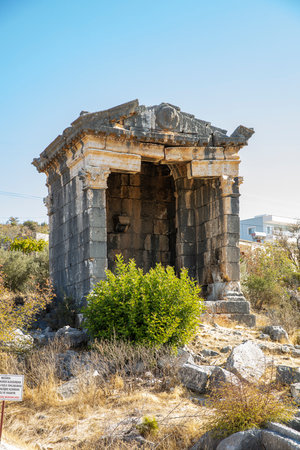 The ruined Roman tombs of Imbriogion, Dermicili, Southern Turkeyの写真素材