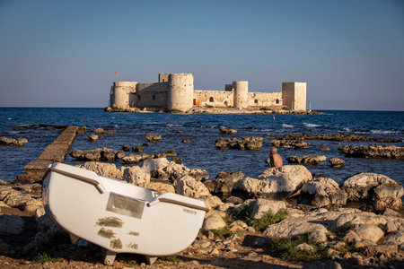 The maiden's castle at twilight blue hour - Mersin, Turkey