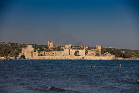 The maiden's castle at twilight blue hour - Mersin, Turkeyの写真素材