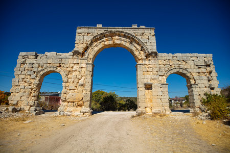 The Temple of Zeus of Diokaesareia ( Uzuncaburc ) Ancient City in Mersin, Turkeyの写真素材