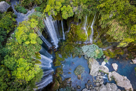 Yerkopru Waterfall and canyon on Goksu River is located in a small town named Hadim of Konya province in Eastern Mediterranean region of Turkey. Waterfall in nature wonder. View of the river.の写真素材