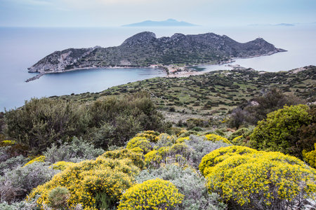 Aerial view of Cape Knidos DatÃ§a Peninsula Turkeyの写真素材