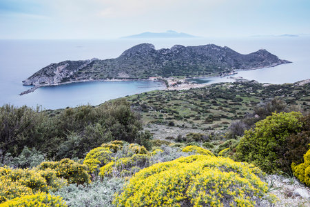 Aerial view of Cape Knidos DatÃ§a Peninsula Turkeyの写真素材