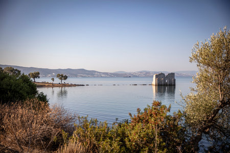 View of the ruins of Iasos Ancient City in the morning sun. KÄ±yÄ±kÄ±ÅŸlacÄ±k, Milas,...
