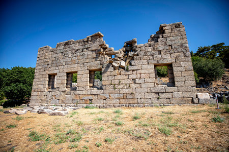 Labranda archaeological site, the Temple of Zeus Labraundeus, Mugla Province, Turkey.の写真素材