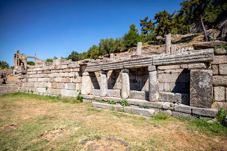 Labranda archaeological site, the Temple of Zeus Labraundeus, Mugla Province, Turkey.の写真素材