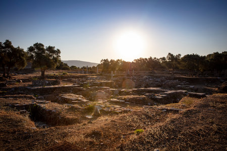 View of the ruins of Iasos Ancient City in the morning sun. K?y?k??lac?k, Milas, Mu?la, Turkey.の写真素材
