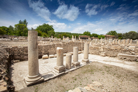 Scenic views from Stratonikeia, which hosted many civilizations from antiquity to modern times, is one of the significant archaeological sites in Asia Minor and has unique characteristics in Turkey.の写真素材