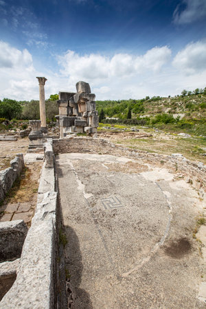 Scenic views from Stratonikeia, which hosted many civilizations from antiquity to modern times, is one of the significant archaeological sites in Asia Minor and has unique characteristics in Turkey.の写真素材
