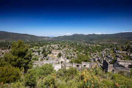 Abandoned Village Kayakoy Ghost Town in Fethiye, Turkeyの写真素材