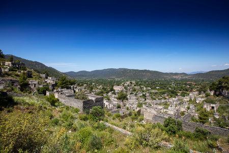 Abandoned Village Kayakoy Ghost Town in Fethiye, Turkeyの写真素材