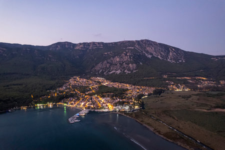 (BirAkyaka District in Ula, Mugla, Turkey. Aerial view of Akyaka. Akyaka is situated at the Gulf of Gokova. Beautiful beach and coast view. very worth it)の写真素材