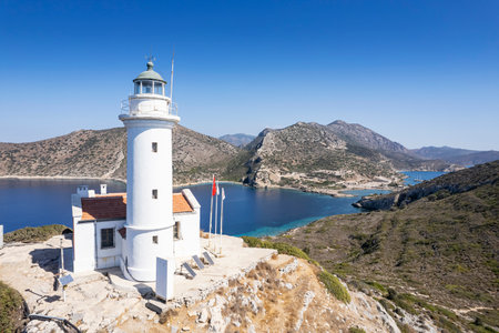 Aerial view of Cape Knidos Daça Peninsula Turkeyの写真素材