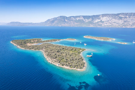 Aerial View of the Sedir Island in Marmaris, Mugla, Turkeyの写真素材