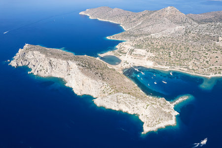 Aerial view of Cape Knidos DatÃ§a Peninsula Turkeyの写真素材
