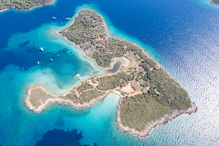 Aerial View of the Sedir Island in Marmaris, Mugla, Turkeyの写真素材