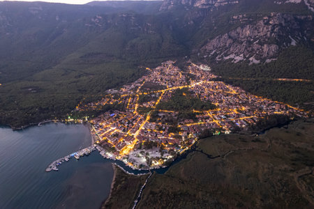 (Akyaka District in Ula, Mugla, Turkey. Aerial view of Akyaka. Akyaka is situated at the Gulf of Gokova. Beautiful beach and coast view. very worth it)の写真素材
