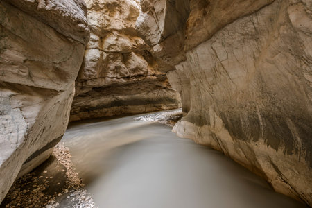 Saklikent Gorge, a slot canyon and tourist attraction in Southern Turkey near Fethiyeの写真素材