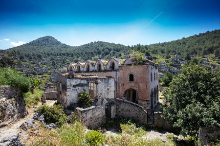 Abandoned Village Kayakoy Ghost Town in Fethiye, Turkeyの写真素材