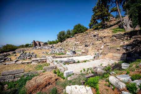 Labranda archaeological site, the Temple of Zeus Labraundeus, Mugla Province, Turkey.の写真素材