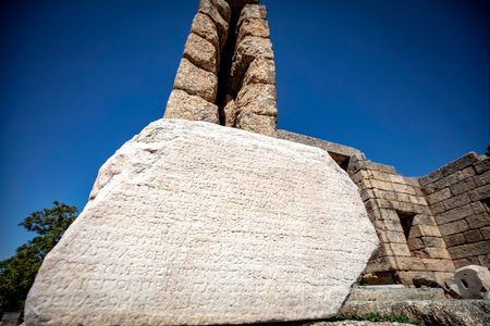 Labranda archaeological site, the Temple of Zeus Labraundeus, Mugla Province, Turkey.の写真素材