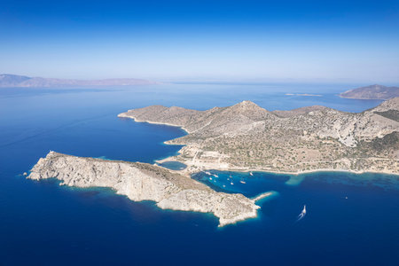 Aerial view of Cape Knidos DatÃ§a Peninsula Turkeyの写真素材