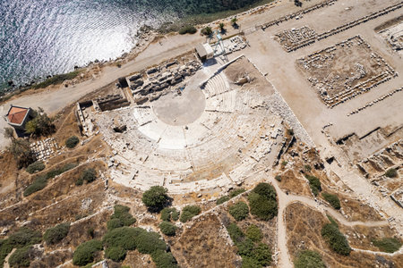Aerial view of Cape Knidos Datça Peninsula Turkeyの写真素材
