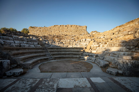 View of the ruins of Iasos Ancient City in the morning sun. K?y?k??lac?k, Milas, Mu?la, Turkey.の写真素材