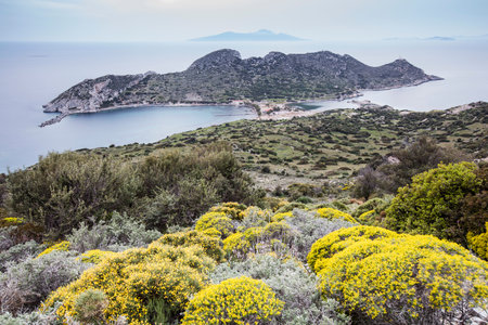Aerial view of Cape Knidos DatÃ§a Peninsula Turkeyの写真素材