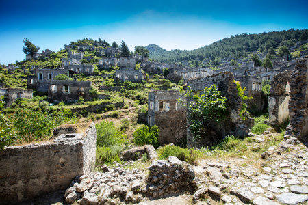 Abandoned Village Kayakoy Ghost Town in Fethiye, Turkeyの写真素材