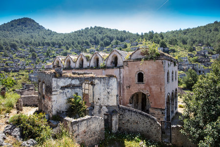Abandoned Village Kayakoy Ghost Town in Fethiye, Turkeyの写真素材