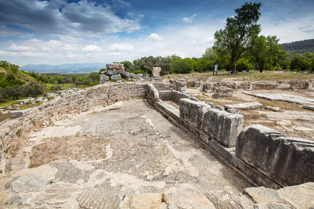 Scenic views from Stratonikeia, which hosted many civilizations from antiquity to modern times, is one of the significant archaeological sites in Asia Minor and has unique characteristics in Turkey.の写真素材