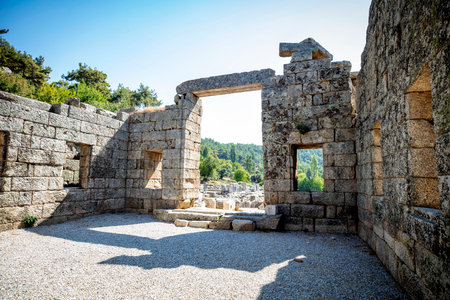 Labranda archaeological site, the Temple of Zeus Labraundeus, Mugla Province, Turkey.の写真素材