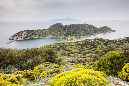 Aerial view of Cape Knidos DatÃ§a Peninsula Turkeyの写真素材