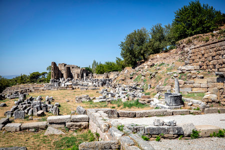 Labranda archaeological site, the Temple of Zeus Labraundeus, Mugla Province, Turkey.の写真素材