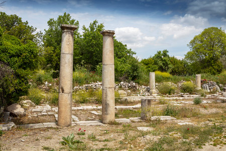 Scenic views from Stratonikeia, which hosted many civilizations from antiquity to modern times, is one of the significant archaeological sites in Asia Minor and has unique characteristics in Turkey.の写真素材