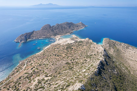 Aerial view of Cape Knidos DatÃ§a Peninsula Turkeyの写真素材