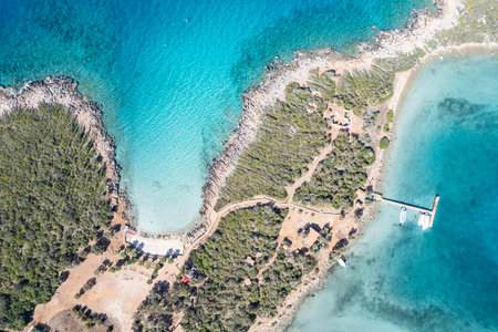 Aerial View of the Sedir Island in Marmaris, Mugla, Turkeyの写真素材