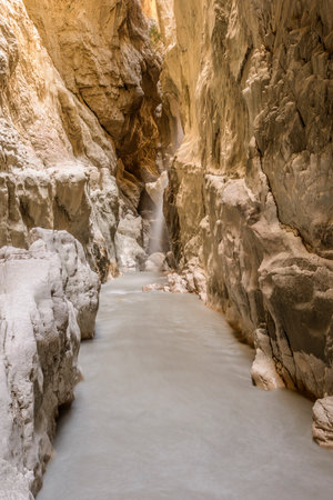 Saklikent Gorge, a slot canyon and tourist attraction in Southern Turkey near Fethiyeの写真素材