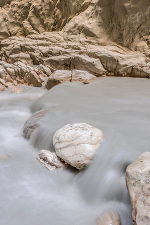 Saklikent Gorge, a slot canyon and tourist attraction in Southern Turkey near Fethiyeの写真素材