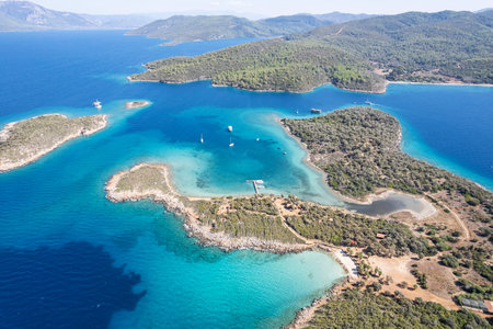 Aerial View of the Sedir Island in Marmaris, Mugla, Turkeyの写真素材