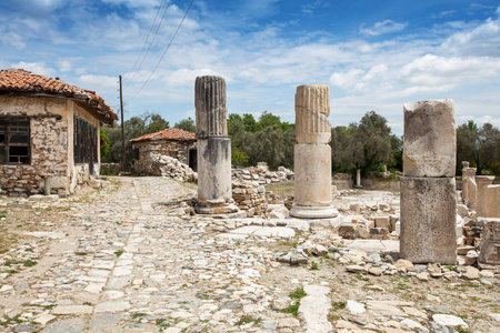 Scenic views from Stratonikeia, which hosted many civilizations from antiquity to modern times, is one of the significant archaeological sites in Asia Minor and has unique characteristics in Turkey.の写真素材